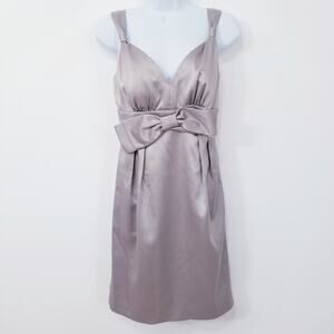 Mikael Aghal Empire Waist Bow Champagne Dress